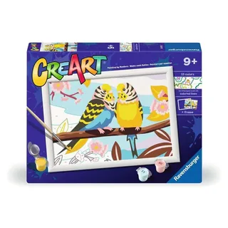 Ravensburger CreArt - MNZ - Lovely Budgies, Farben enthalten, Malen nach Zahlen Set