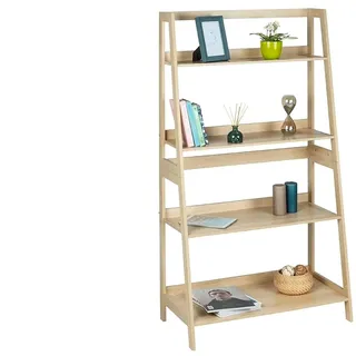 Avilia Trapezförmiges Regal mit 4 Ablagen, platzsparend, ideal für Badezimmer, Küche, Wohnzimmer, 83 x 150 x 43 cm, MDF Beige