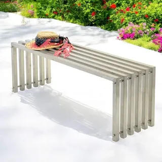 DanDiBo Ambiente Gartenbank 115 x 44 x 115 cm Silber