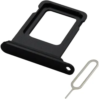 MMOBIEL SIM-Kartenhalter Kompatibel mit iPhone 15/15 Plus - SIM-Tray - SIM-Kartensteckplatz - SIM-Kartenhalter Ersatz - Inkl. SIM-Nadel und wasserdichtem Gummiring - Schwarz