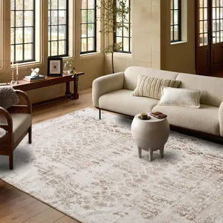 PONY DANCE Boho Teppich Wohnzimmer 200x300 cm Weicher und Flauschiger Kurzflor Teppich Waschbar in Waschmaschine für Schlafzimmer, Wüstenbraun