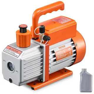 Vevor Vakuumpumpe, 3,5 CFM, HVAC 1-stufige Drehschieber-Vakuumpumpe, für R134a R22 R410a Systeme, Auto-AC-Vakuumpumpen-Kit mit Ölflasche, für die Wartung von Auto-Klimaanlagen und Harzentgasung
