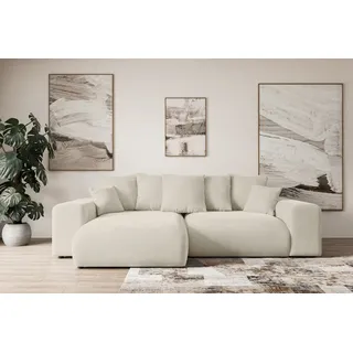 altdecor Ecksofa Samt mit Schlaffunktion 2-Sitzer Beige