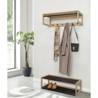 WoodMan Wandregal Slussen 100 x 25 x 20 cm Schwarz