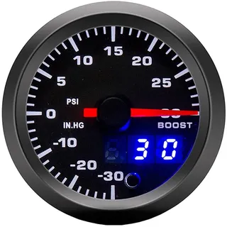 Supmico Ladedruckanzeige für Auto und LKW, 52 mm, PSI, 7 Farben, LED-Zeiger, digitales Zifferblatt, doppelte Anzeige, elektronische Anzeige