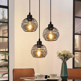 ZMH Pendelleuchte Esstisch Hängelampe Vintage: Schwarz Esstischlampe E27 Esszimmerlampe Retro Küche Industrial Hängeleuchte Metall Pendellampe für Esszimmer Wohnzimmer Arbeitszimmer Büro Restaurant