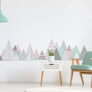 Wandaufkleber – Dekoration für Schlafzimmer Wohnzimmer – selbstklebend, riesig, skandinavische Berge, Virga, 95 x 135 cm