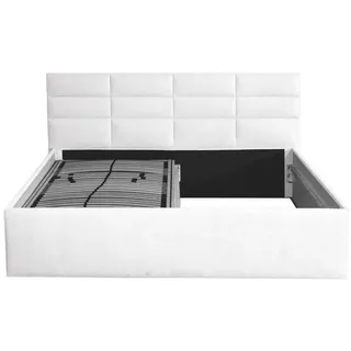 Halmon Schlafkomfort Betten Polsterbett Athena Weiß 140 x 200 x 40 cm Stauraum ohne hydraulische Funktion Ohne Matratze und Lattenrost , Holz , 140x200 cm , Schlafzimmer, Betten, Polsterbetten