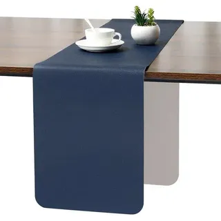 Modernes Außen-Lounge-Tisch, Doppelseitig, Wetterfest, Antausrutschen, Leder, 40 x 240 cm, Hellgrau-Blau