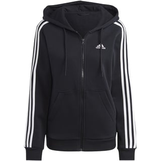 Adidas Damen Essentials 3-Stripes Full-Zip Fleece Hoodie, Black/White, L