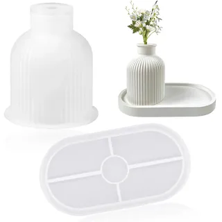 2 Stück Silikonformen Gießformen,Silikonform Vase,Silikonform Tablett,Epoxidharz Formen,Gießformen,Silikon Formen Zum Gießen,Kerzen Formen Silikon