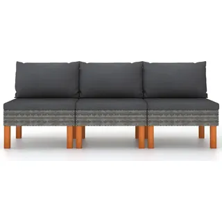 VidaXL 315759, Grau, Rattan, Holz, Erwachsene & Kinder, 605 mm, 645 mm, 670 mm - Grau
