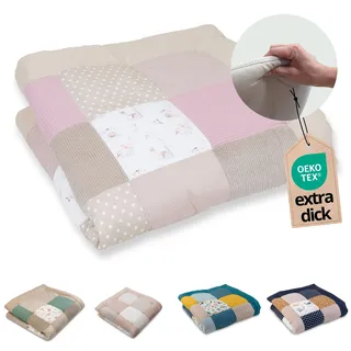ULLENBOOM Krabbeldecke für Baby 120x120 cm - Dick und weich gepolstert | Außenmaterial: 100% Baumwolle, Alle Materialien OEKO-TEX zertifiziert, Made in EU, Schadstoffgeprüft und waschbar