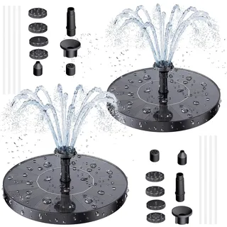 AISITIN 2PCS Solar Springbrunnen für Außen, Solarbrunnen für Draussen mit 4 Stützstangen, 1,5W Solar Springbrunnen, Solar Teichpumpe mit 6 Düsen, Schwimmender Fontäne Pumpe für Vogeltränke, Garten