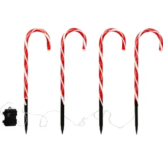 ic winterworld Gartenleuchte LED 47,0 cm Gartenstecker Zuckerstangen-Design rot/weiß