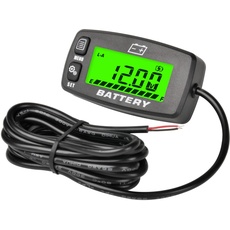 Runleader DC 12 V bis 48 V LCD-Batteriekapazitätsanzeige, Spannungsanzeige, Lade- und Entladeüberwachung, geeignet für Blei-Säure-Batterien LiFePO4 Gel AGM, funktioniert auf Golfwagen, Gabelstapler