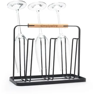 simplywire – Abtropfhalter für Gläser – Abtropfhalter für Flaschen – Abtropfbrett-Organizer – Schwarz pulverbeschichteter Stahl