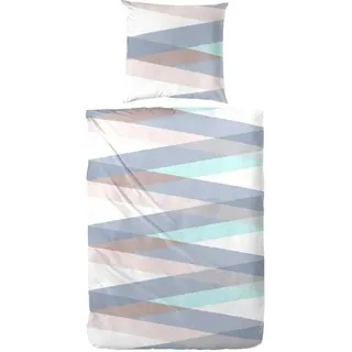 Hahn Seersucker Bettwäsche Muster Blau 155x220 cm + 80x80 cm - Royalblau