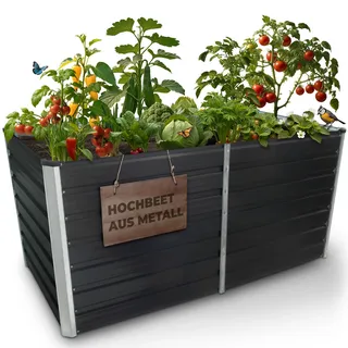 STREND PRO Hochbeet Metall 160x80x77 cm (LxBxH) ANTHRAZIT | Pflanzkasten | Blumenkasten | Garten Pflanzkasten Hoch | Gemüsebeet | Gartenbeet | Hochbeet Balkon Pflanzbeet