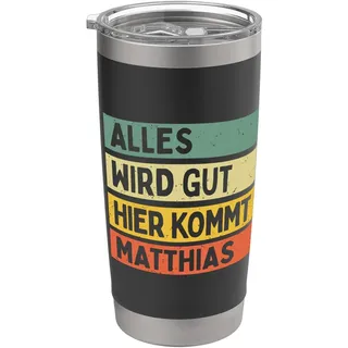 Alles Wird Gut Hier Kommt Matthias Retro Vintage Vorname Doppelwandiger Edelstahl-Thermobecher