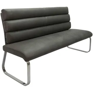 Novel Sitzbank , Grau, Edelstahlfarben , Metall, Textil , 180x94.5x70 cm , Esszimmer, Bänke, Sitzbänke, Polsterbänke