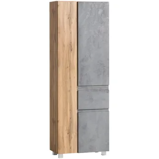 Held Varese Hochschrank 65 x 180 cm Hellgrau/Eiche Holz