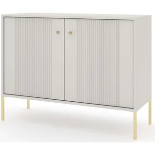 FURNLUX Sideboard Iseo Beige Und Gold 104cm / Hauptfarbe: Grau / Abmessungen: 104 x 79 x 39 cm - Grau