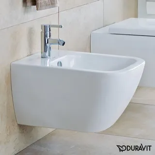 Duravit Wand-Bidet Happy D.2 mit Überlauf, Hahnlochbank, 355 x 540 mm, 1 Hahnloch, weiß