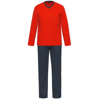 Schlafanzug AMMANN "Schlafanzug lang Men / Nightwear", Herren, Gr. 50, rot, Obermaterial: 100% Baumwolle CO., Homewear-Sets Schlafanzug
