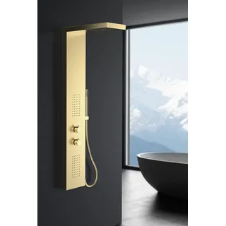 Marwell Duschsäule »Essenza Gold Edelstahl Regendusche 125x20 cm goldfarben