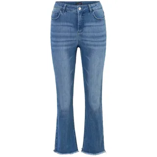 GOLDNER Regular-fit-Jeans "Jeans in 3/4-Länge" Fransenkante am Saum, blau