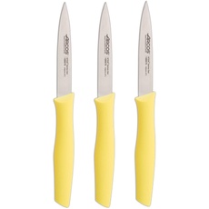 Arcos | Set 3 Schälmesser | Messer Schälmesser | Kartoffelschälermesser | Edelstahl NITRUM | Klinge 100 mm | Ökologische Verpackung | Farbe Gelb
