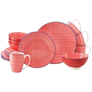 Kombiservice CREATABLE "Mediterran, Service 16-tlg.", rot, 16, Steinzeug, Geschirr-Sets, Kombiservice, Mediterraner Flair, Traditionell keramische Motive