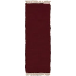 Kunstloft Wollteppich Liv Dunkelrot 70x200 cm , Rot , Textil , Beton Optik , Rechteckig , 70x1 cm , Gots , pflegeleicht , Teppiche und Böden, Teppiche, Schafwollteppiche