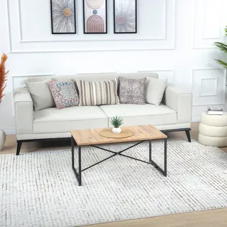 livabliss CAGLIARI Kurzflorteppich 160 x 213 cm Braun/Orange/Weiß
