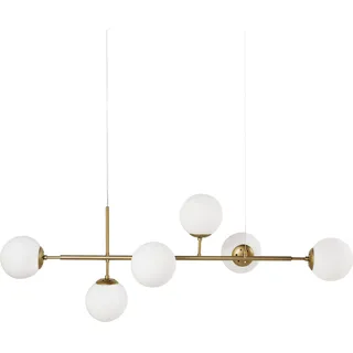 BELIANI Pendelleuchte Gold und Weiß Metall mit Glasschirmen Kugelform 6-Flammig Eleganter Glamouröser Stil Deckenlampe für Wohnzimmer Esszimmer - Gold, Weiß