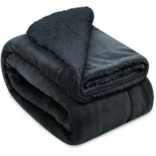 Beautissu Decke Alina 220/240 cm Anthrazit/Anthrazit , Textil , 220x240 cm , Heimtextilien, Wohntextilien, Decken, Kuscheldecken