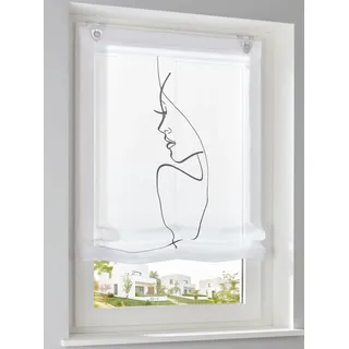 Raffrollo HEINE HOME Gr. 4, weiß, grau, B:100cm H:130cm, Raffrollos, Raffrollo