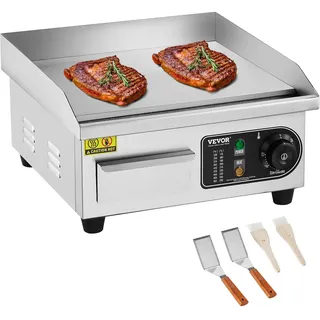 Vevor Kommerzieller elektrischer Grill, 2000 W, flache Grillplatte für die Arbeitsplatte, einstellbare Temperatur von 50–300 °C, 36 x 30 x 1 cm,
