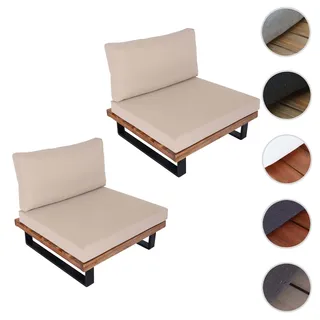 2er-Set Lounge-Sessel HWC-H54, Garten-Sessel, Spun Poly Akazie Holz FSC-zertifiziert Alu ~ hellbraun