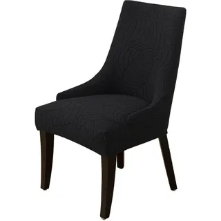 Jacquard gebladerte fauteuil set, geprofileerde stoel set, gebreide stoel cover, 1 Stück, schwarz - Schwarz