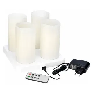 DUNI LED Stumpenkerzen 4er Set, 220 x Ø 75 mm, weiß, Wiederauflaufbare LED Blockkerzen mit warm-weißem Licht, 1 Karton = 1 Set