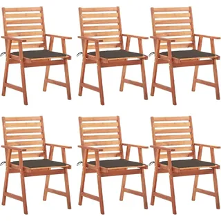 Garten-Essstühle 6 Stk. mit Kissen Massivholz Akazie - Taupe, Bunt