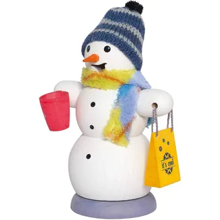 Kuhnert Rauchmann/Räucherfigur aus Holz - Schneemann mit Glühweintasse - ca. 13 cm - Made in Germany