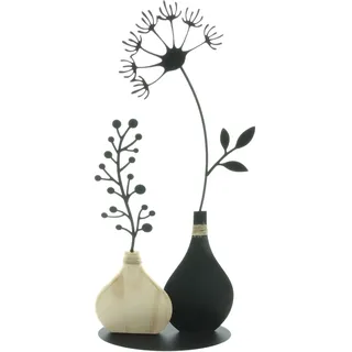 Metalldeko Vasen, Mattschwarz, Holz, Sisal Maße: 22 x 7 x 47 cm