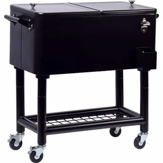 Edelstahl-Servierwagen "Fidschi" mit Ablagefläche, rollbarer Kühlwagen für Getränke und Speisen, 91 x 48 x 46 cm, 76 Liter