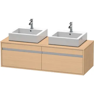 Duravit Ketho Konsolenwaschtischunterbau wandhängend, 1400x426x550 mm, 2 Auszüge, für 2 Aufsatzbecken, beidseitig, KT6697B3030, Farbe: Eiche Natur Dekor