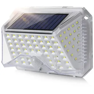 Solarlampen für Außen mit Bewegungsmelder Aussen IP65 Wasserdicht Solarleuchten Led Strahler Aussenlampe Sicherheitswandleuchte 3 Modi Solar Wandleuchte für Balkon Garten Garage Hauswand Hof Weiß