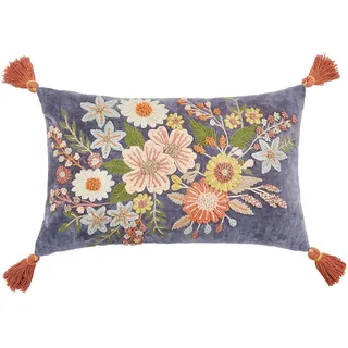 Butlers Kissen Bohemian , Blau , Textil , 50x35 cm , Heimtextilien, Wohntextilien, Kissen, Zierkissen