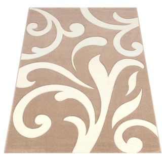 Paco Home Teppich mit Konturenschnitt Modern Beige Creme, Grösse:160x230 cm